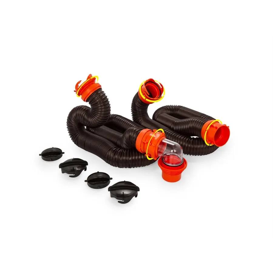 Camco RhinoFLEX 20' Sewer Hose Kit w/4 In 1 Elbow Caps